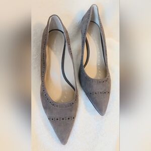 Ann Taylor Taupe Gray Suede Heels